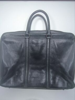 Coach Metropolitan Slim Leather Briefcase - Black Laptop Bag Distressed As Is